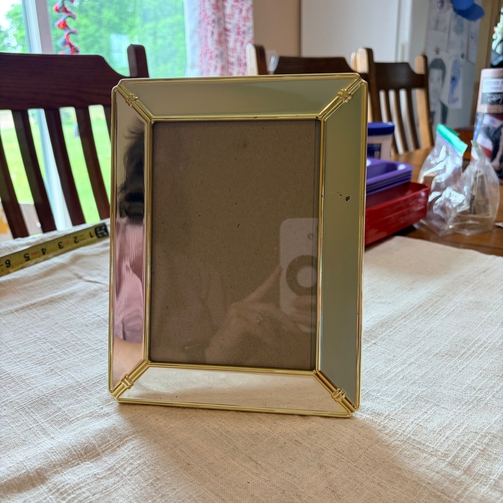 Vintage Mirrored Picture Frame Gold Trim Beveled Glass 5x7 Hollywood Regency